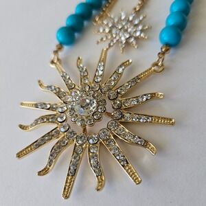 Versona Accessories Gold Tone Sunburst Beaded Double Necklace 22" - NEW W TAG